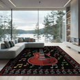 thumbnail image 2 of ODIKA 8'x10' Washable Area Rug Guitar Music Musical Instrument Cherry Scattered Notes Record for Living Room, Under Sectional, Family , Durable, Non-Slip, 2 of 7