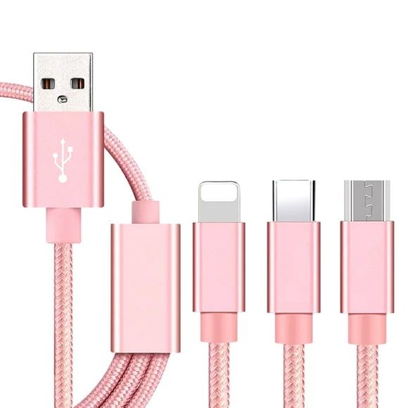 Amdohai 3 in 1 USB Cable Type-C/Lightning/Micro USB Charging Cable 3ft Nylon Braided Cell Phone Charging Cord