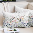 thumbnail image 2 of Spring Flowers Throw Pillow Covers, Colored Birds Country Floral Leaves Botanical Soft Breathable Pillow Cases with Invisible Zipper, Standard Pillowcases for Couch Bed Sofa Chair 20x26 Inches, 2 of 9