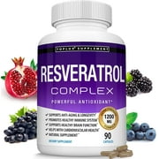 Resveratrol Supplement Anti Aging Antioxidant - Promotes Immune, Cardiovascular Health and Blood Sugar Support - Made with Trans-Resveratrol, Green Tea Leaf, Acai Berry