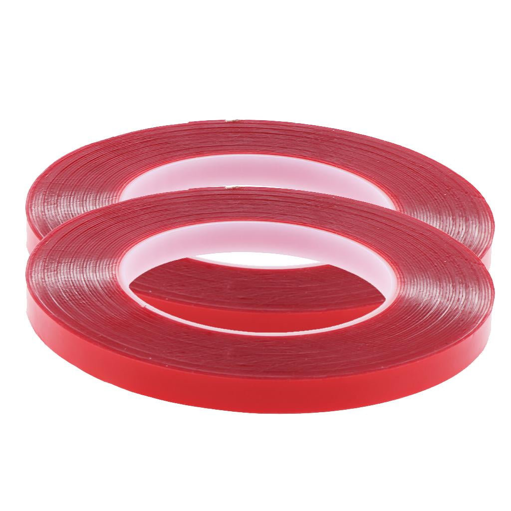 FITYLE 2x2 Rolls Red Tape Heat Resistant Strong Double Sided Adhesive Sticker 10mx1cm