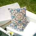 thumbnail image 2 of Set of Two 16" X 16" Blue and Off White Blown Seam Eclectic Indoor Outdoor Throw Pillow, 2 of 5