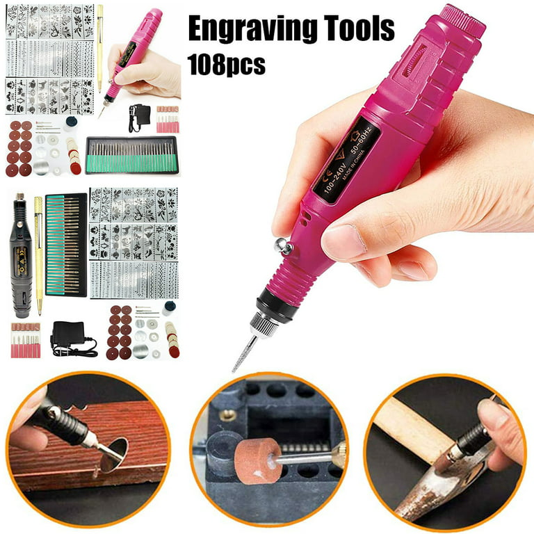 Micro Engraver Pen Hand Held Engraving Tool with Letter Stencils | Esslinger