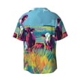 thumbnail image 7 of Picia Pop Art Colorful Cows Men's Linen Shirts Short Sleeve Cuban Beach Shirts Casual Shirts Button Down Shirt for Men Beach Summer Wedding Shirt-Large, 7 of 7