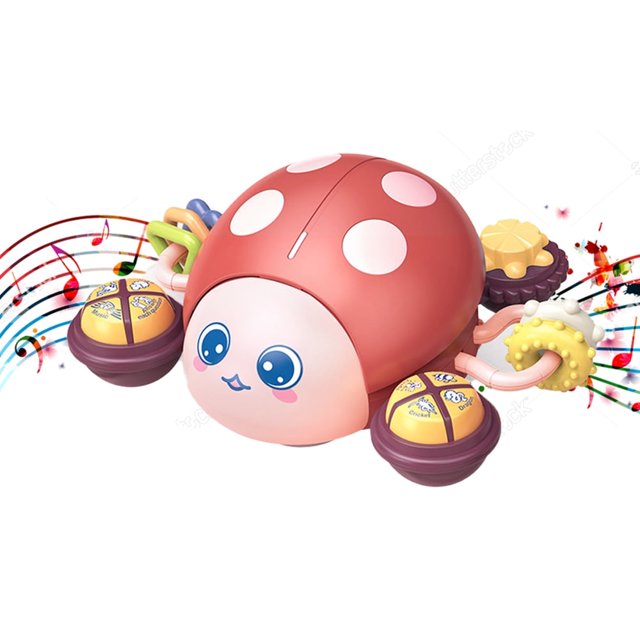 DEBGFS New Ladybug Children's Early Education Machine Light Music Multi functional Story Machine Early Education Puzzle Toy Red,Red