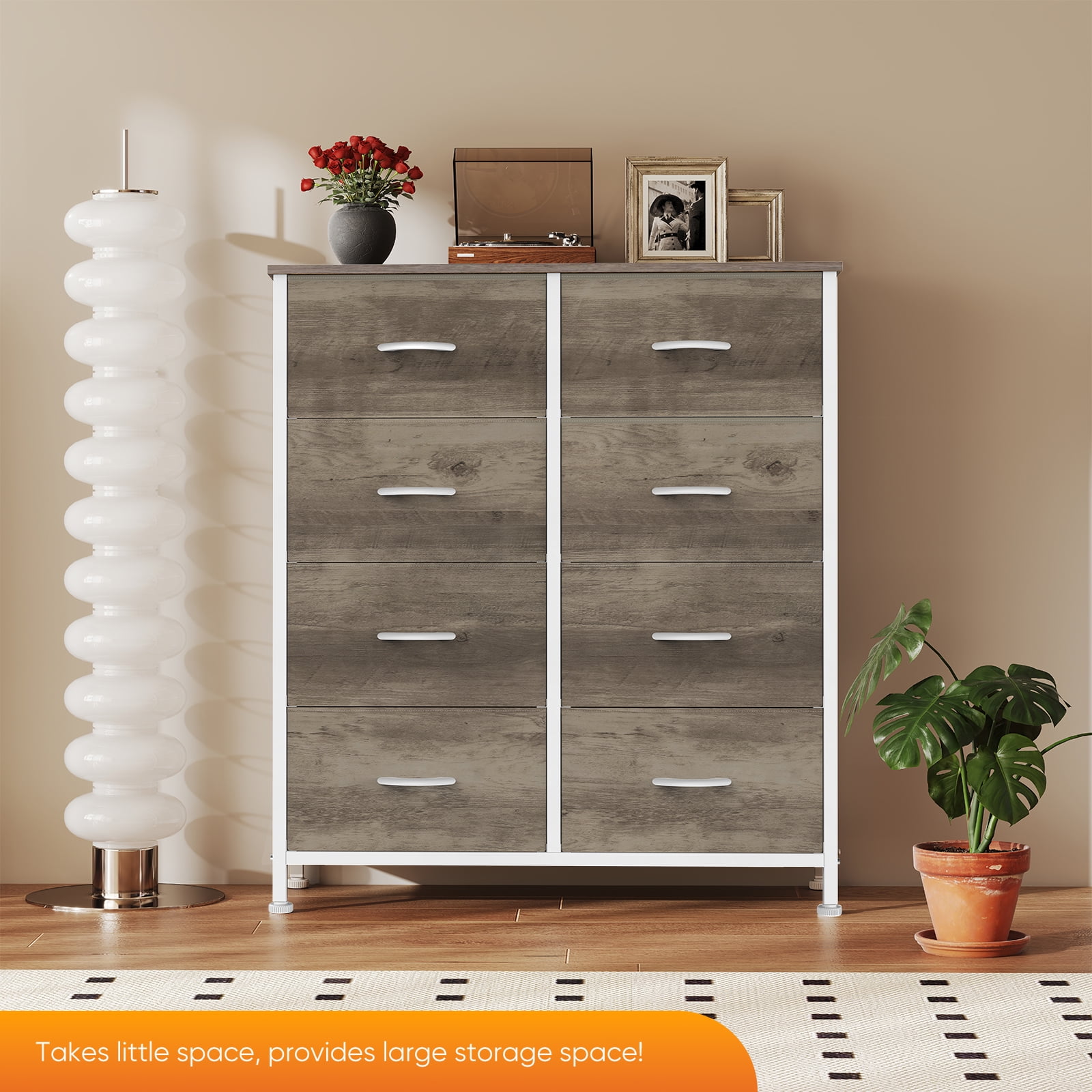 SWEETCRISPY Fabric Dresser With 8 Drawers, Storage Chest For Bedroom, Closet, Living Room, Hallway - Available In Oak