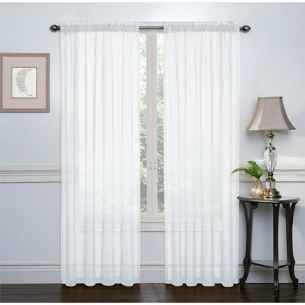 Sheer Voile Window Curtain Panels 84, Long White Curtains