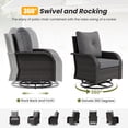 thumbnail image 2 of ELPOSUN Outdoor Patio Swivel Rocking Chair Set of 2, 3 Pieces All-Weather Wicker Patio Furniture Bistro Set with Side Table for Garden, Backyard, porch, Black&Gray, 2 of 9