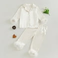 thumbnail image 2 of Gubotare Pyjama pour Tout-Petit Pyjama pour Bébé Garçon Fille Ensemble Col Rond Manches Longues Ajusté Tenue de Nuit Pjs (Beige, 2-3 Ans), 2 of 8