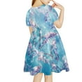 thumbnail image 3 of Yuyamidu Blue Butterfly A Line Dresses for Kids Girls 5-6 Bling One-Shoulder Swing Dress Elastic Comfortable Skater Dress Formal Party Special Occasion Flowy Dresses, 3 of 6