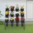 thumbnail image 4 of Flower Display Stand with 12 Buckets, 3 Layers Plant Stand with Wheels, 4 Wheels Moving Plant Cart Shelf ,Flower Cart for Patio Garden, Living Room, Florist, 4 of 28