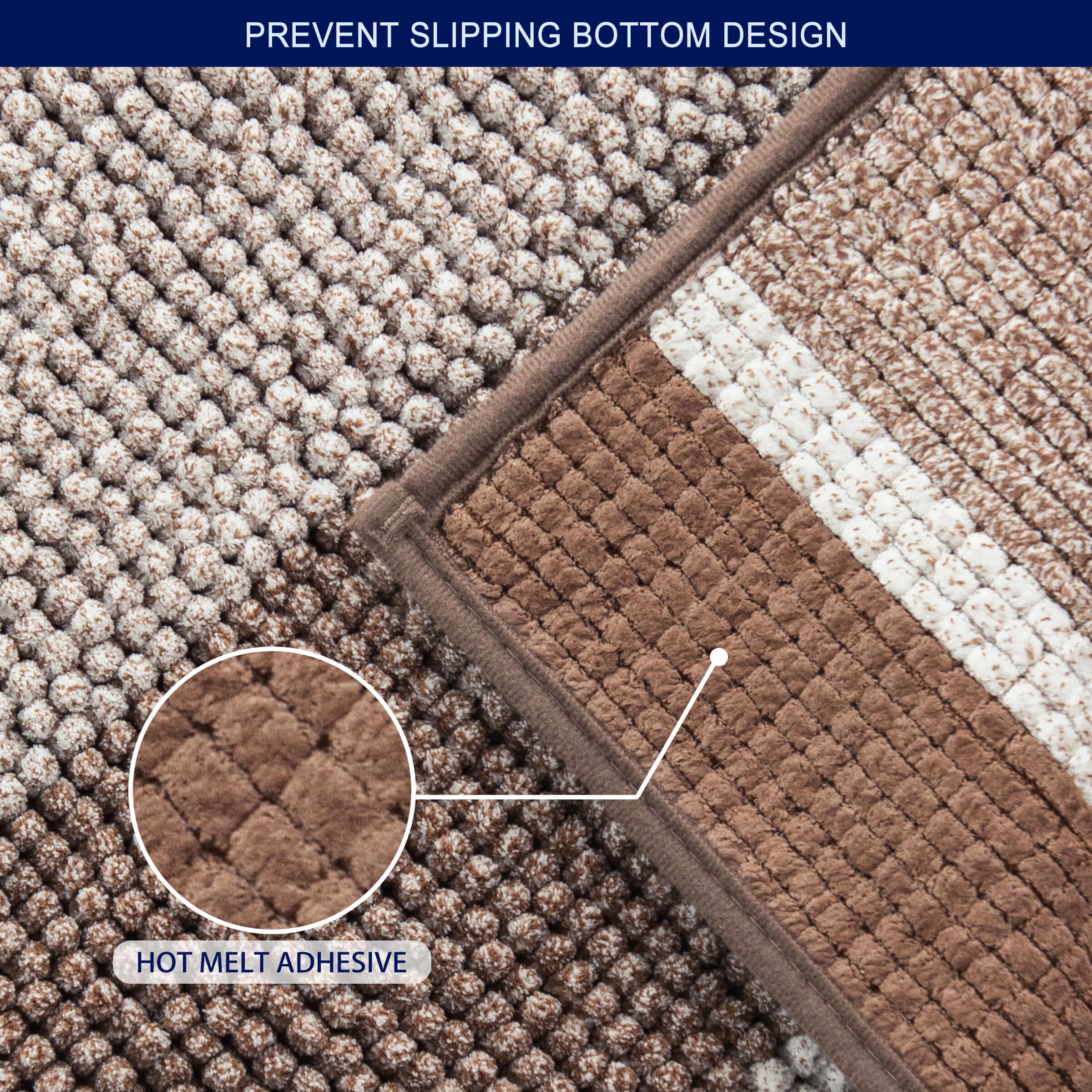 Subrtex Bathroom Rugs Chenille Plush Bath Mat Water Absorbent,16"x24", Coffee