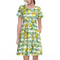 thumbnail image 1 of Bixox Robe d'Été à Manches Courtes pour Femmes Robe Ample Longueur Genou avec Poches-Citron, 1 of 7