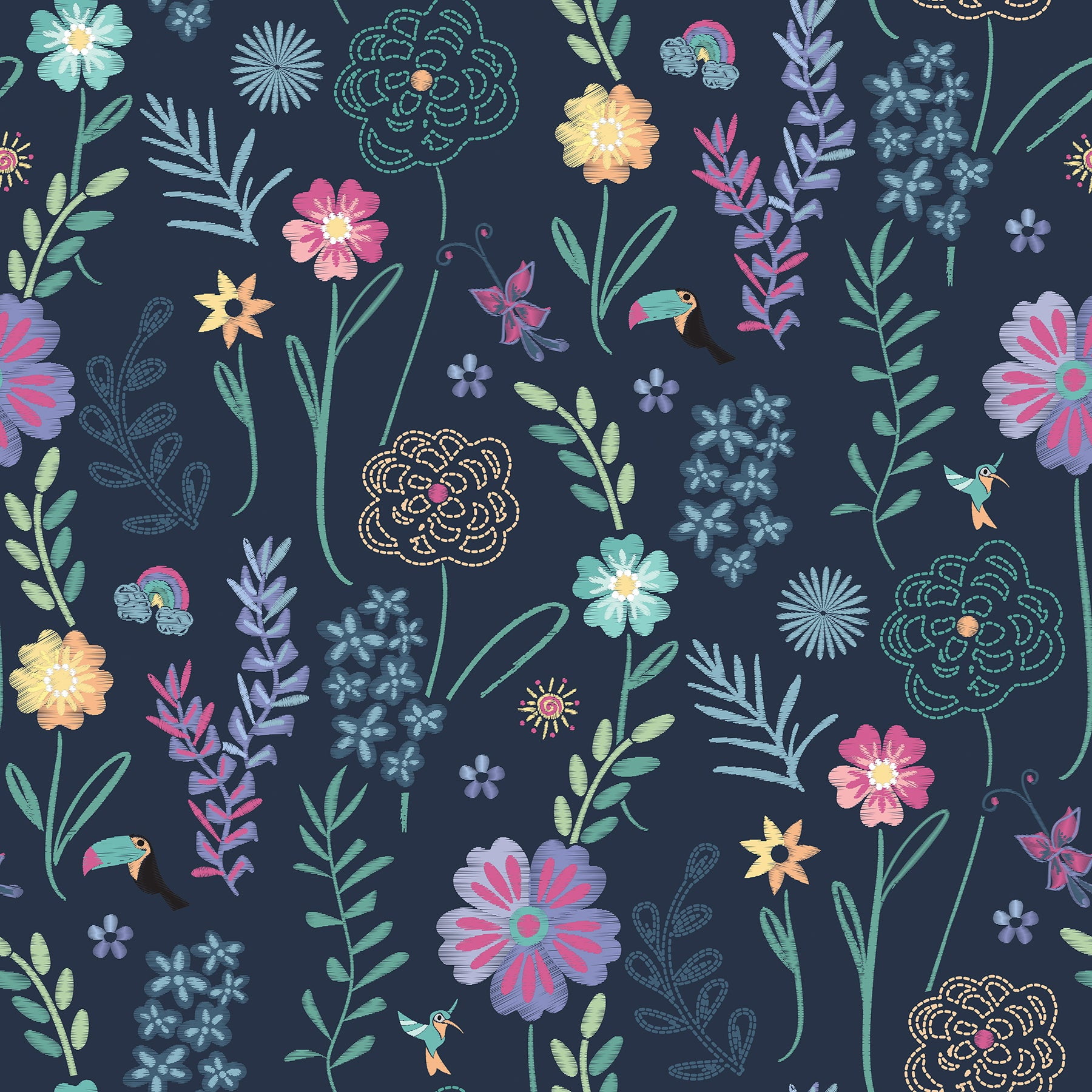 Disney Encanto Embroidery Floral Peel & Stick Wallpaper