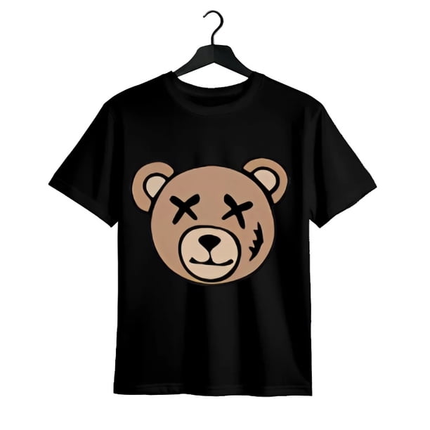 Unique Bear Print Casual T-Shirt - Men's Summer Fashion, Round Neck, Short Sleeve, Polyester Blend, Machine Washable