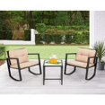 thumbnail image 2 of 3 Piece Outdoor Rocking Chair Set,Wicker Bistro Sets Rattan Chair Front Porch Furniture Rocking,Chairs Set of 2,Cushioned Patio Rocker Chair Set with Glass Table for Backyard Porch Poolside (Black), 2 of 7