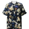 thumbnail image 1 of A Personal Touch Women's Plus Size Short Sleeve Button-Up Print Blouse with Pleats - Navy Botanic - 6X, 1 of 3