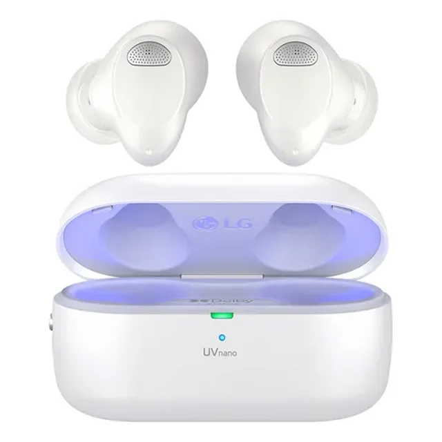LG Tone Free T90 Dolby Atmos True Auriculares inalámbricos, UVnano, IPX4 Resistente al Agua, hasta 36 Horas de duración de la batería, Blanco