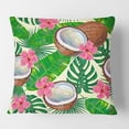 thumbnail image 2 of Designart Tropical Cooconut and Jungle Flowers' Mid-Century Modern Throw Pillow - 16x16, 2 of 2