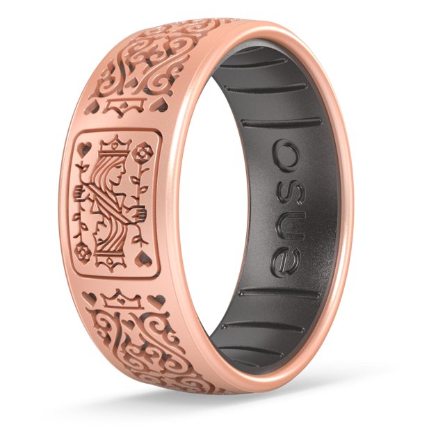 Enso Rings Anillos de silicona clásicos grabados para el día de San Valentín - Diseño cómodo y flexible - Reina soberana - Talla 4