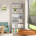 thumbnail image 4 of 6-Tier Open Bookcase and Bookshelf, Floor Standing Wood Display Storage Shelves 71 Inch Tall Bookcase Home Decor Furniture for Home Office, Living Room, Bed Room, White, 2 Pieces, 4 of 7