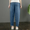 thumbnail image 4 of OJSFQUFP Women's Plus Size Elastic Waisted Skinny Denim Nine Point Pants Women Pants Casual, 4 of 7