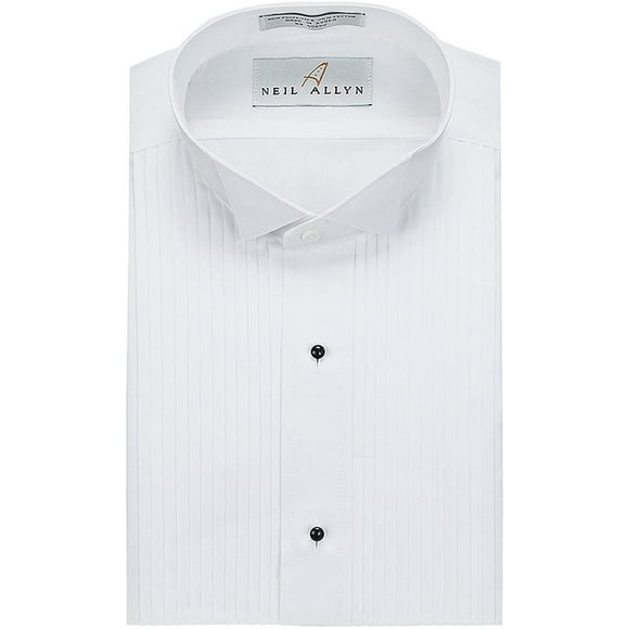 Neil Allyn Mens Tuxedo Shirt Poly/Cotton Wing Collar 1/4 Inch Pleat