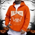 thumbnail image 2 of KHONTS Halloween Hoodies for Men Funny Graphic Trick or Treat Pumpkin Quarter Zip Hoodie Sweatshirt Long Sleeve Plus Size Pullovers Orange S, 2 of 4