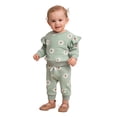 thumbnail image 4 of CPNG Toddler Infant Baby Girls and Boys Sportswear Outfits Flower Print Ruffled Long Sleeve Pullover Sweatshirt and Matching Pants 2 Piece Set, 4 of 7