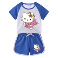 thumbnail image 3 of Traje deportivo informal de Hello Kitty, novedad de verano, pantalones calientes de dibujos animados para niñas, traje superior cómodo de algodón de dos piezas de manga corta para bebé, 3 of 5