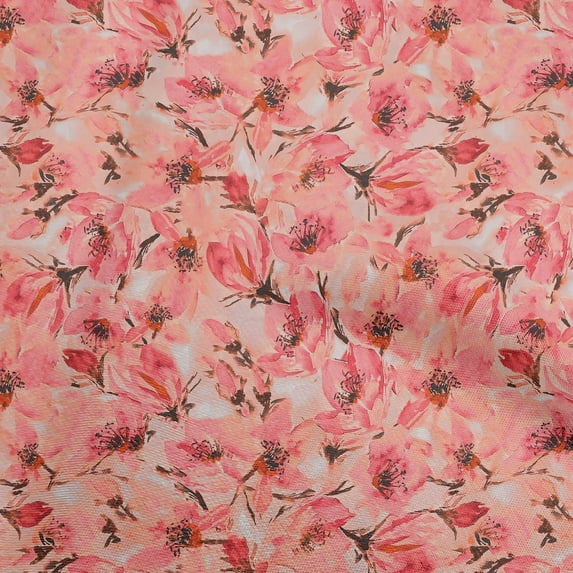 oneOone Viscose Jersey Pink Fabric Abstract Floral Fabric For Sewing Printed Craft Fabric By The Yard 60 Inch Wide-2rb