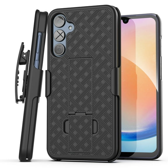 Encased DuraClip for Samsung Galaxy A25 5G Belt Clip Case with Holster and Kickstand (Black)