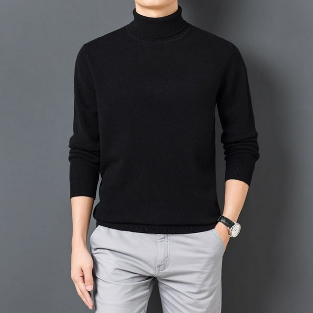 Pull Homme Chaud et Confortable à Manches Longues Col Roulé Vêtements Homme