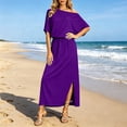 thumbnail image 5 of Iyufng Long Dresses for Women Fitted Waist Off-The-Shoulder Dress Slit Dress Summer Beach Long Dress, 5 of 9