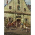 thumbnail image 2 of Emanuel Bachrach-Barée 12x14 Black Ornate Wood Framed Double Matted Museum Art Print Titled: In Front of the Town Hall in Oderberg, 2 of 5