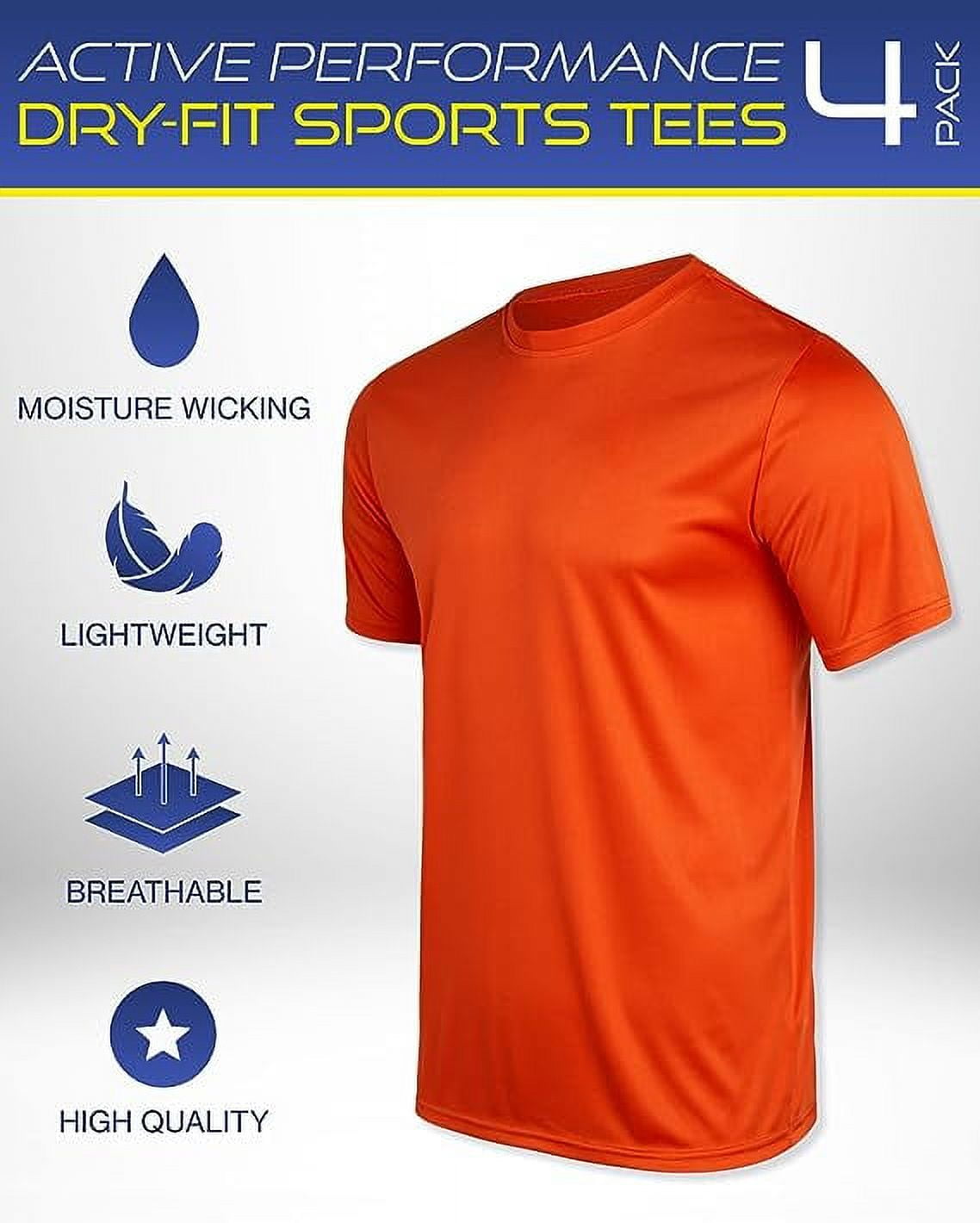 iXtreme Men's Athletic T-Shirt - 4 Pack Active Performance Dry-Fit Sports Tee - Short Sleeve Workout Running Shirt (S-3XL)