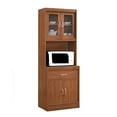 thumbnail image 1 of Hodedah Import 70 In Tall Top/Bottom Enclosed Kitchen Cabinet w/ Drawer, Cherry, 1 of 5