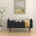 thumbnail image 2 of Tcbosik Bench with Storage, Teddy Velvet Fabric Upholstered Ottoman, 46 inch Footrest for Bedroom, Living Room, Hallway, Black, 2 of 8