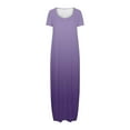 thumbnail image 5 of NXMZXB Plus Size Maxi Dresses for Curvy Women Loose Fit Casual Summer Short Sleeve Crewneck Long T-Shirts Dress Elegant Flowy Beach Sundress with Pockets C-Purple XL, 5 of 6