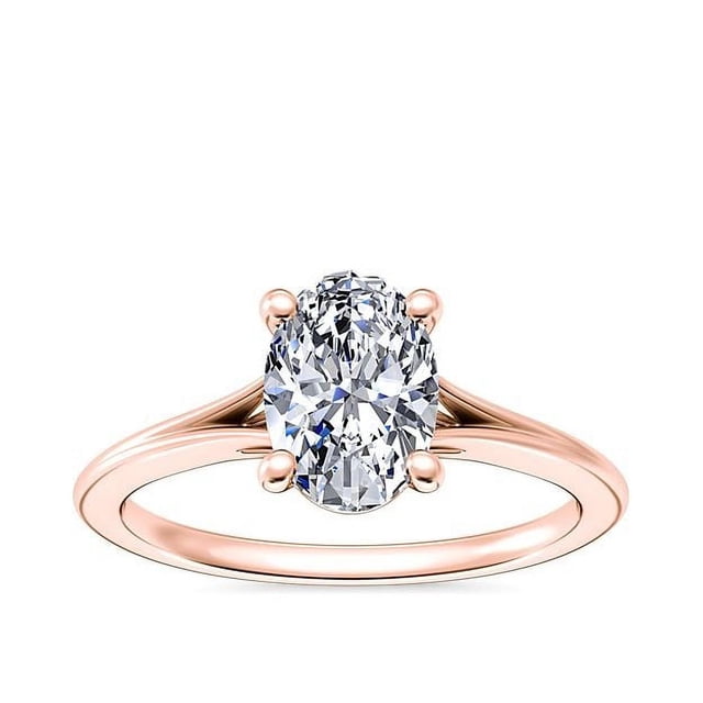 1.00 Carat Excellent Oval Cut Real Diamond New Design Solitaire Ring for Wedding Solid 18K Rose Gold Size 11