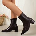 thumbnail image 6 of Heisall Women's Boots Back Zipper Pointed Toe Chunky Heel Mid Heel Ankle Boots Fashion Casual, 6 of 8