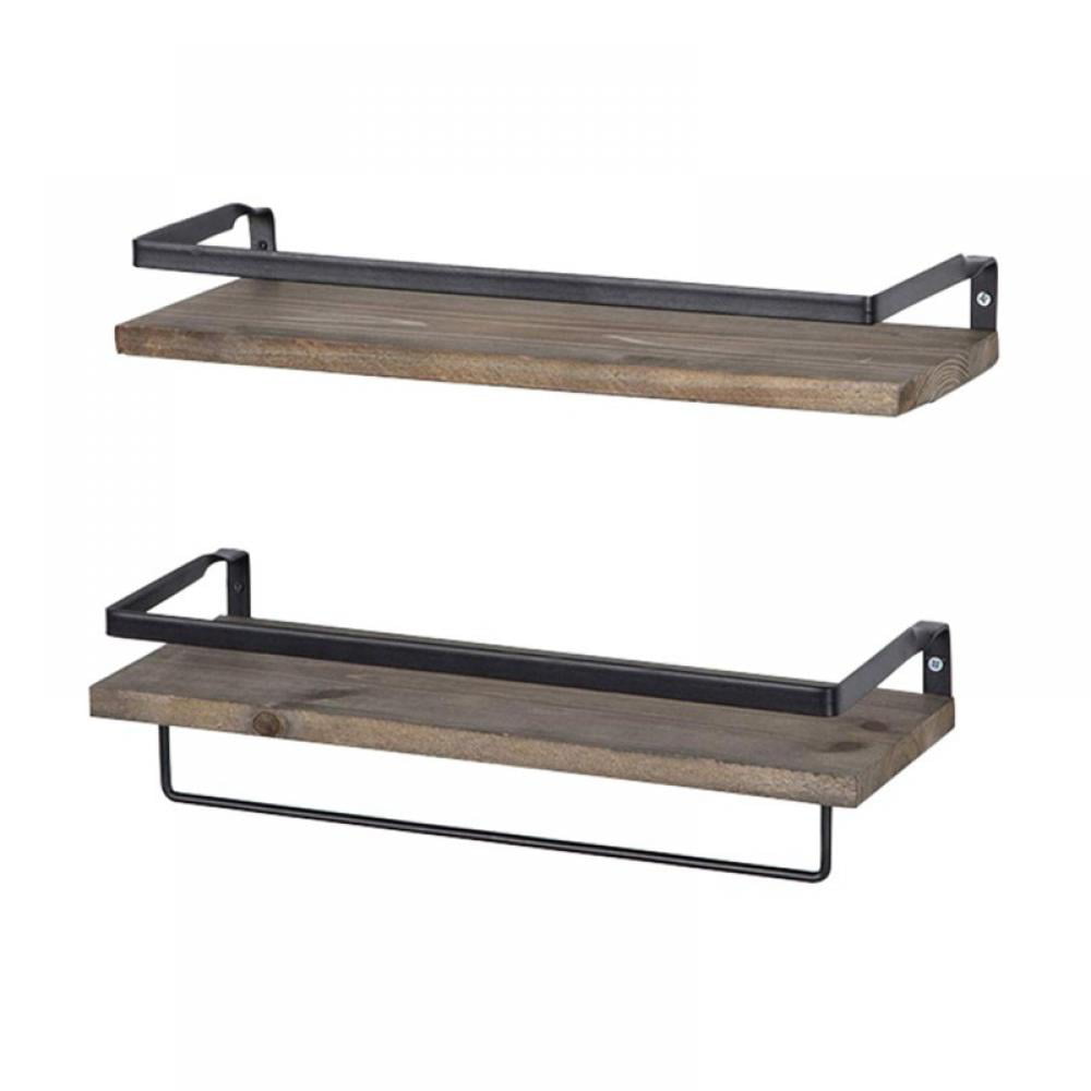 Details about   Floating Wall Shelves Set of 3 Rustic Wood Storage Shelf for Bathroom Kitchen 