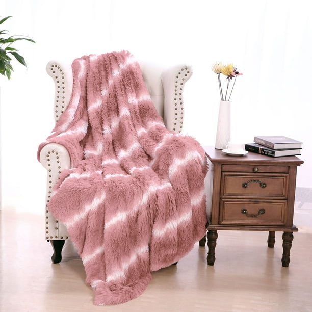Unique Bargains Super Soft Shaggy Faux Fur Throw Blanket 51" x 63" Dark