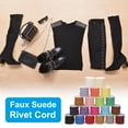 thumbnail image 5 of 32.8ft Studded Faux Suede Cord Rope for Jewelry Making 5mm Micro Fibre Flat Leather Lace Beading String Ribbon with Rivets, Pink Golden, 5 of 6