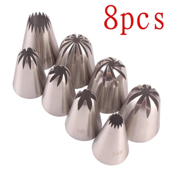 8pcs Large Metal Cookies Tip Sets Cream Decoration Tips Set Pastry Tools Stainless Steel Piping Icing Nozzle Cupcake