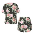 thumbnail image 6 of "Wukai Rose Flowers Women's Pajama Set - Short-Sleeve Top and Shorts with Elastic Waistband and Pockets for Loungewear, Yoga, and Casual Wear-XX-Large, 6 of 8