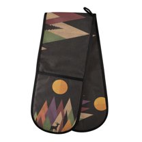 Yayeee Double Oven Mitt Kitchen Heat Resistant Baking 35" x7" Quilted Glove, Abstract Mountain