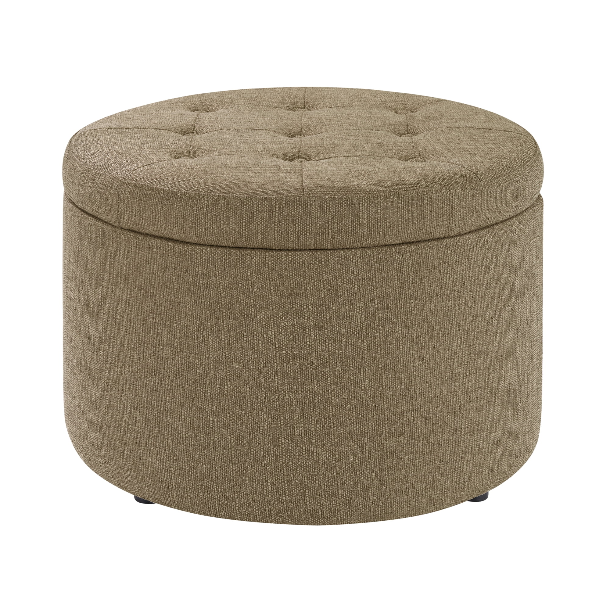 Convenience Concepts Designs4Comfort Round Shoe Storage Ottoman, Sandstone Linen