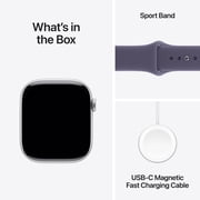 Apple Watch Series 11 [GPS 46mm] Smartwatch with Silver Aluminum Case with Purple Fog Sport Band - M/L