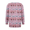 thumbnail image 4 of Women's Casual Long Sleeve Round Neck Sweatshirt Fit Pleated Top with Christmas Print for Fashionable Holiday Outfits and Comfortable Wear,Vermilion,L, 4 of 6